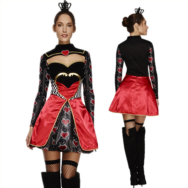 Dronning af Hjerter Fancy Kjole Halloween Cosplay Kostume Fastelavn