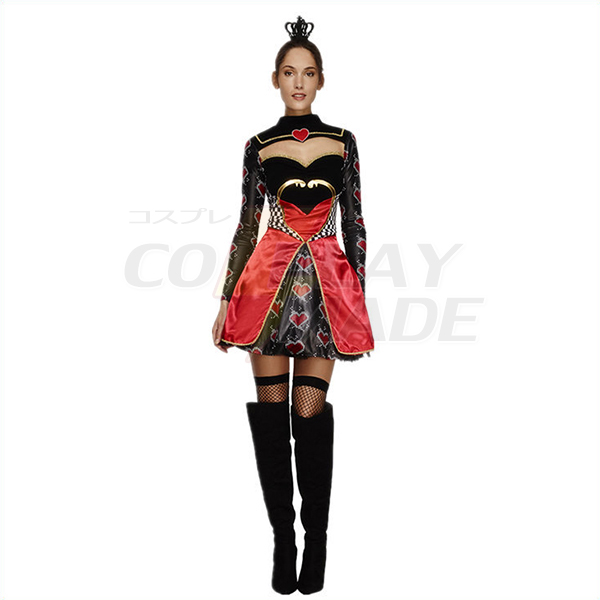 Dronning af Hjerter Fancy Kjole Halloween Cosplay Kostume Fastelavn