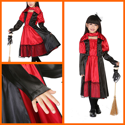 Kids Fairy Tales Queen Dress Red Halloween Cosplay Costume