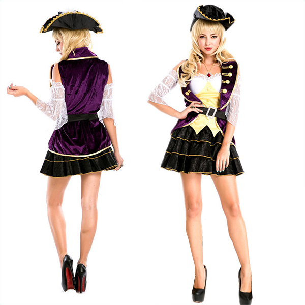 Sexy Pirate Kostüme Damen Halloween Lila Kleider
