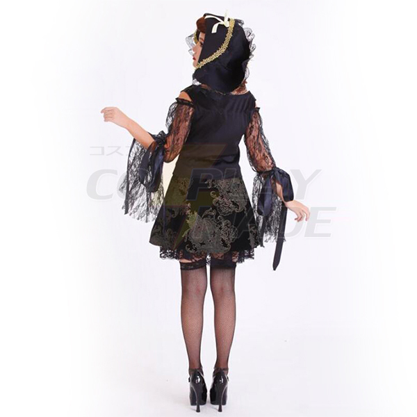 Sort Sexet Lace Heks Kostume Halloween Cosplay Fastelavn