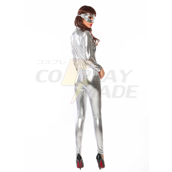 Sexet Superhero Silver Bodysuit Halloween Kostume Cosplay