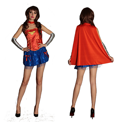 Sexy Superman Disfraz para Mujeres Vestidos Halloween Cosplay Red