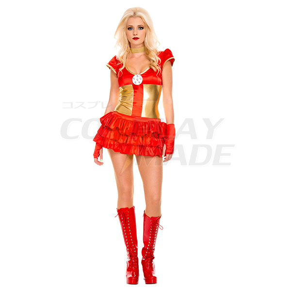 Sexy Rot Metallic Damen Iron Man Kostüme Halloween Cosplay Kostüme