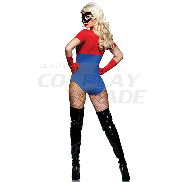 Blå Spider Kvinde Halloween Kostume Cosplay Fastelavn
