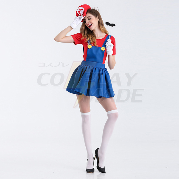 Damen Super Mario Film Rot Kostüme Cosplay Kostüme Halloween