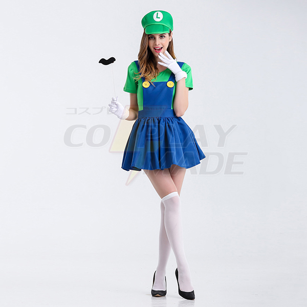 Damen Super Mario Film Grün Kostüme Cosplay Kostüme Halloween