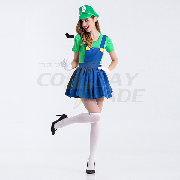 Damen Super Mario Film Grün Kostüme Cosplay Kostüme Halloween