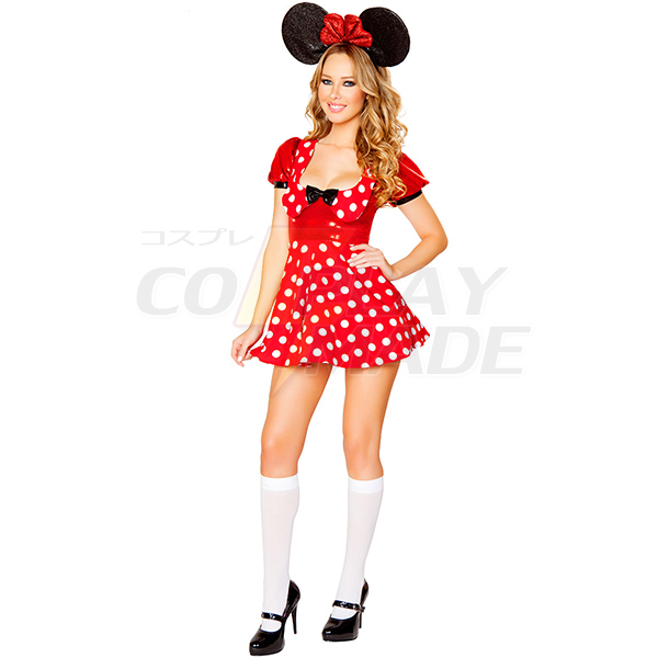 Sød Spot Rød Dame Mickey Mouse Halloween Kostume Fastelavn