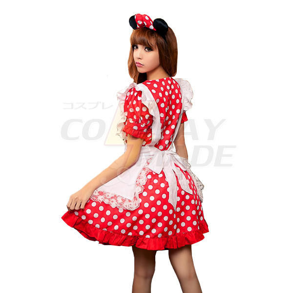 Fashion Sweet Mickey Mouse Maid Costume Cosplay Halloween