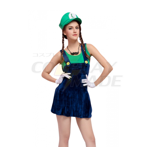 Luksuriøs Mario Plumber Grøn Kostume Cosplay Halloween Fastelavn