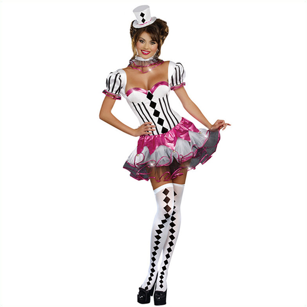 Sexet Sweetheart Harlequin Kostume Cosplay Halloween Udklædning Fastelavn