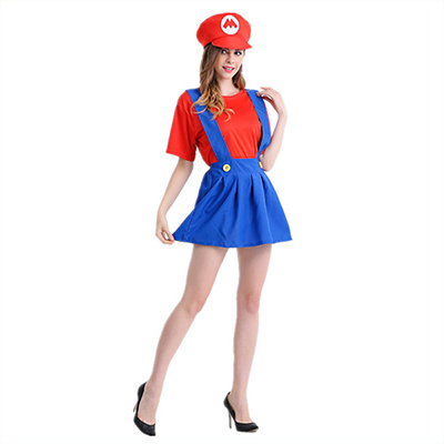 Karneval Parti Kläder Super Mario Skjørt Rød Mario Kostymer Cosplay
