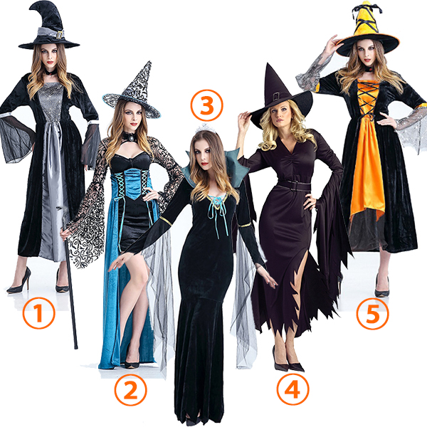 Damen Hexe Lange Kostüme Role Playing Stage Kostüme Halloween Partei Kleider