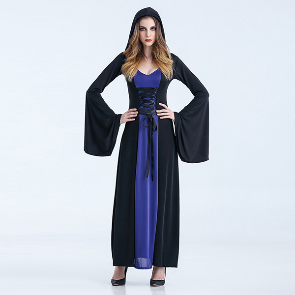 Dark Blau Renaissance Mittelalterlich Vintage Kleider Damen Hexe Kostüme Halloween Cosplay Kostüme