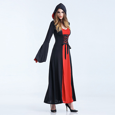Red Renaissance Medieval Vintage Dress Womens Witch Costume Halloween Cosplay
