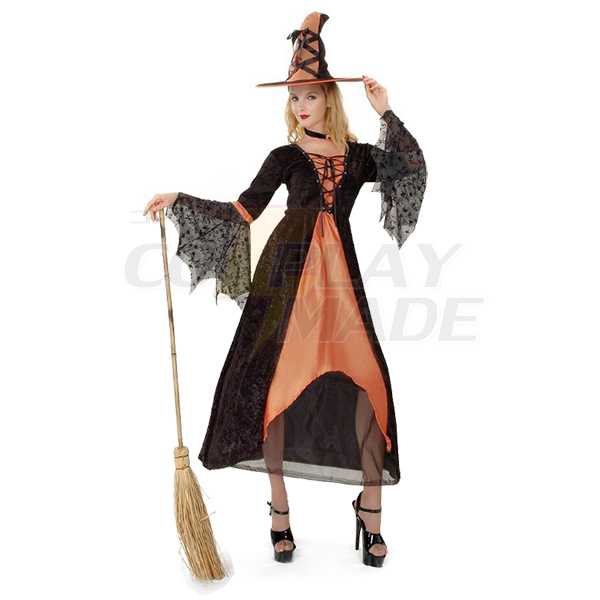 Heks Kjoler Komsammen Performance Stage Kostume Cosplay Halloween Fastelavn