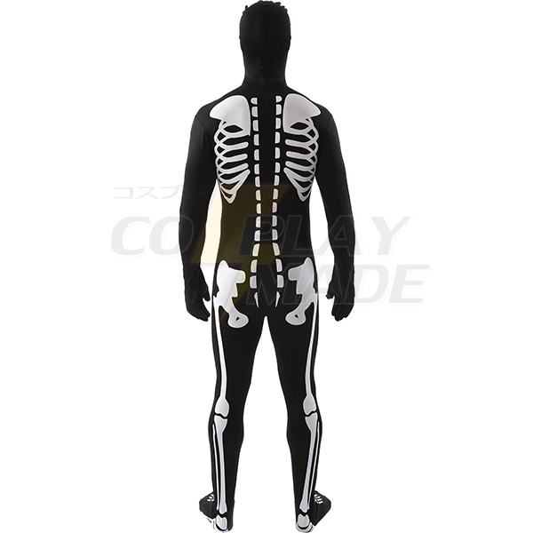 Herre Skeleton Hud Suit Knogler Halloween Fancy Kjole Kostume Cosplay