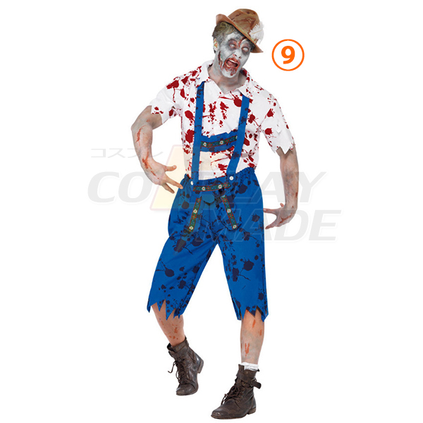 Voksen Bloody Zombie Kostume Cosplay Halloween Fastelavn