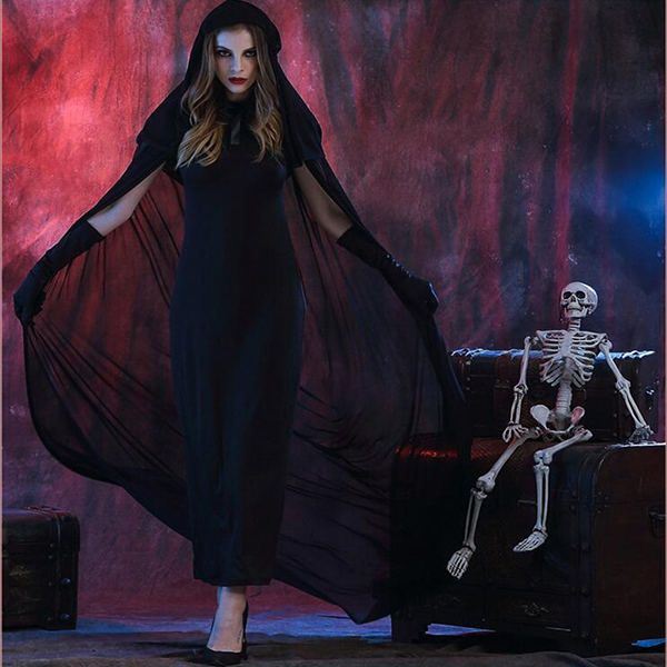 Dame Devil Vampyr Cosplay Kostume Dame Halloween Cloak