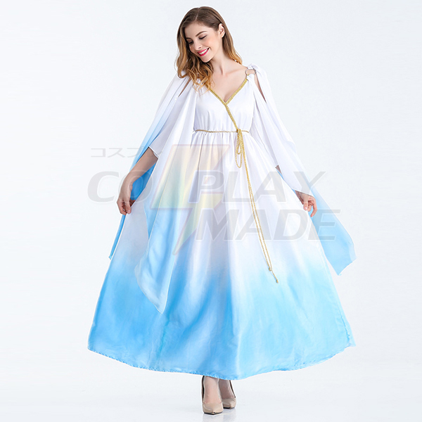 Damen Offene Hülse Ancient Greece Goddess Kostüme Cosplay Kostüme Light Blau