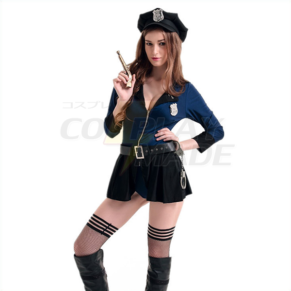 Sexet Dame Politi Officer Naughty Cop Kostume with Hat Cosplay