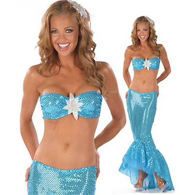 Da donna Fantasia Sequins Sexy Halloween Sirena Blu Costumi Cosplay