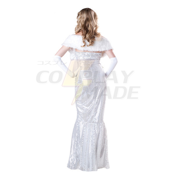 Elegant Damen Weiß Shiny Film Star Kostüme Cosplay Kostüme