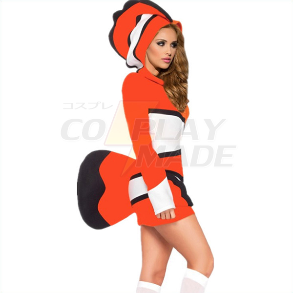 Sexet Cozy Rød Fish Kostume Cosplay Halloween Fastelavn