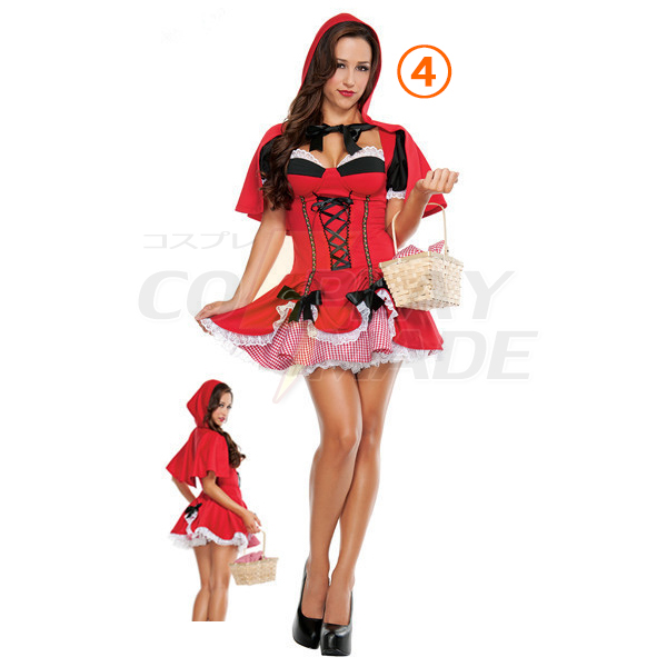 Sexet Den lille Rødhætte Kort Kjoler Halloween Kostume Fastelavn