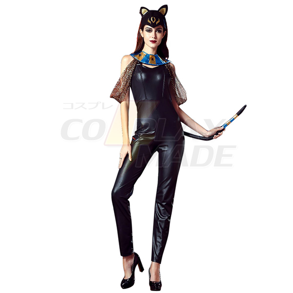 Sexet Egyptian Catwoman Kat Gudinde Jumpsuit Kostume Fastelavn