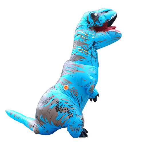 Carnival Erwachsene Blau T-REX Aufblasbar Dinosaurier Kostüm Jumpsuit Halloween Faschingskostüme
