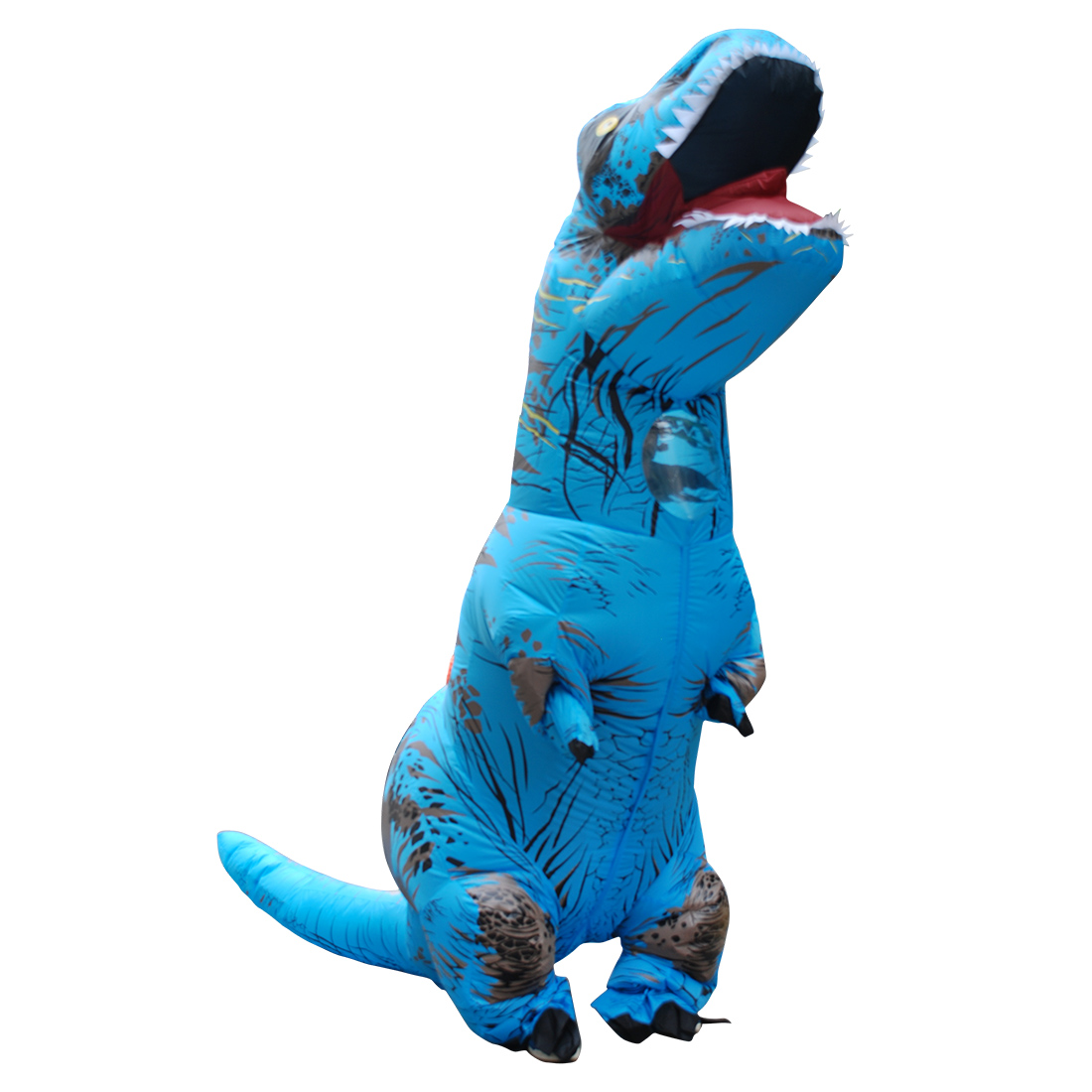 Carnival Erwachsene Blau T-REX Aufblasbar Dinosaurier Kostüm Jumpsuit Halloween Faschingskostüme