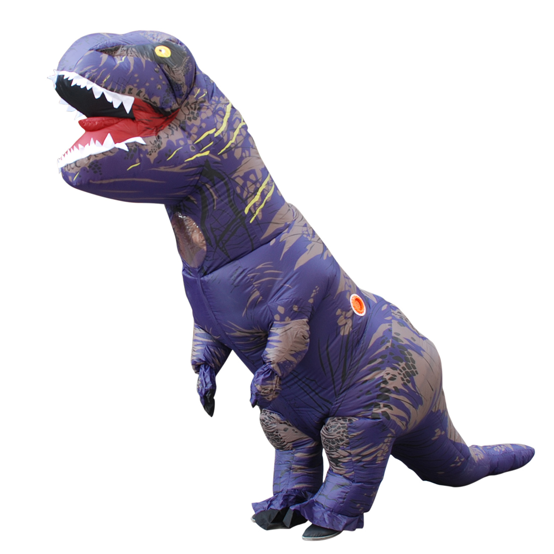 Adult Purple Polyester T-REX INFLATABLE Dinosaur Costume Fancy Dress Cosplay Animal Jumpsuit Costumes with Pump Carnival