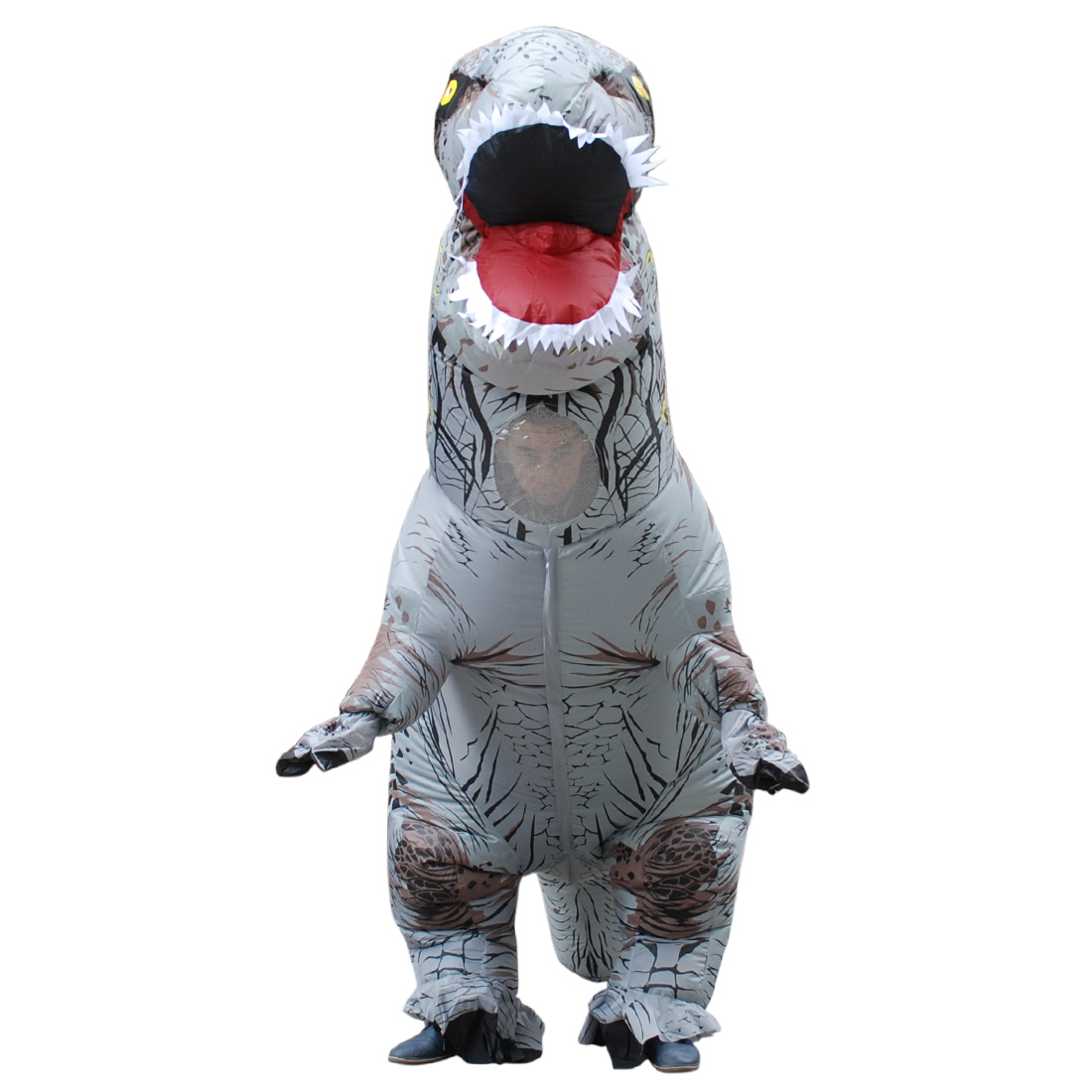 Voksen Grå T-rex Oppustelig Dinosaurus Kostume Halloween Cosplay Jumpsuit Fastelavn