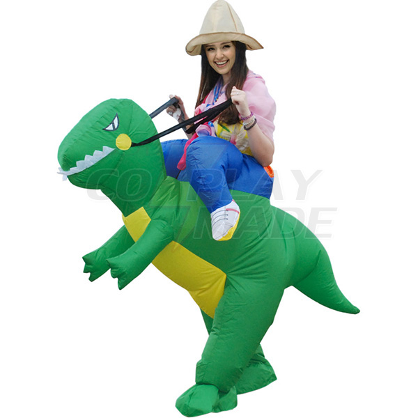 Erwachsene Grün Aufblasbar Dinosaurier Kostüm Dino Rider T-Rex Karnevals Kostüme