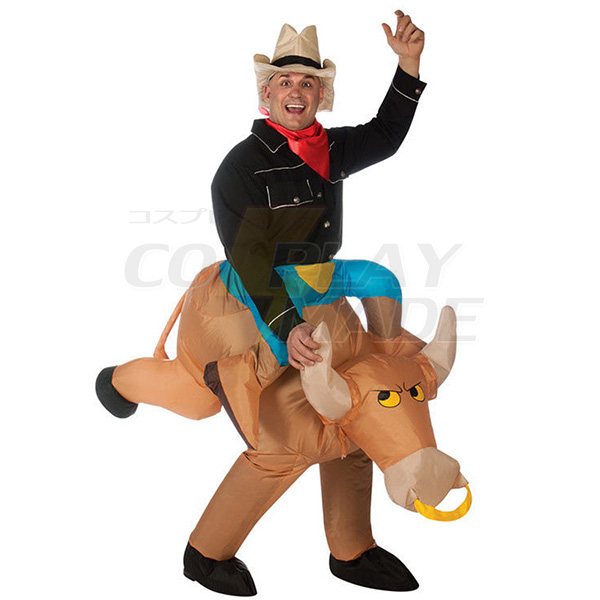 Erwachsene Braun Aufblasbar Cowboy Bull Motor Kostüm Halloween Karnevals Kostüme