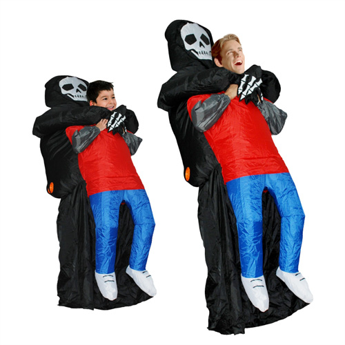 Erwachsene Aufblasbar Carry Me Schädelmann Kostüm Braun Up Ghost Faschings Kostüme