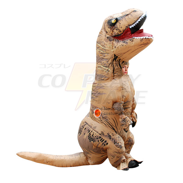 Voksen Oppustelig Brun T-rex Kostume Halloween Cosplay Fastelavn
