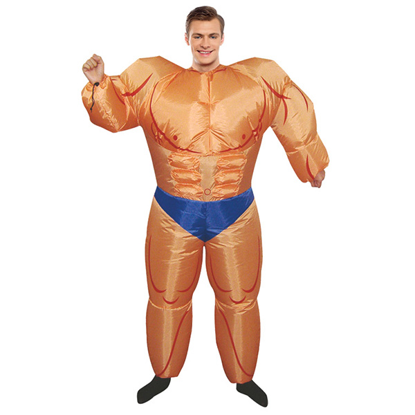 Voksen Oppustelig Muskel Mand Kostume Halloween Cosplay Fastelavn