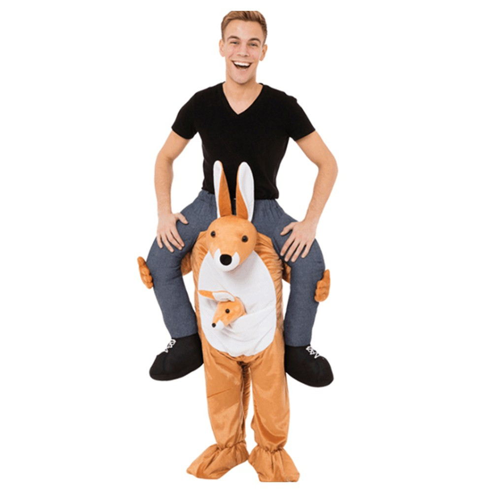 Voksen Carry Me (Ride On) Kostume Kænguruer Mascot Bukser Fastelavn Halloween
