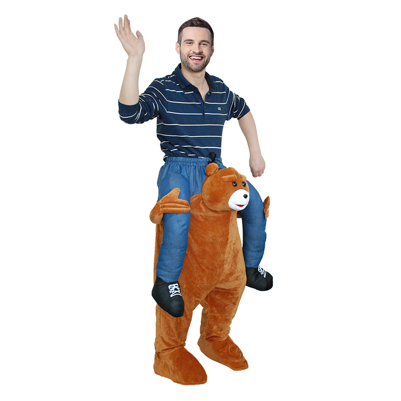 Voksen Carry Me (Ride On) Kostume Bjørn Mascot Bukser Fastelavn Halloween