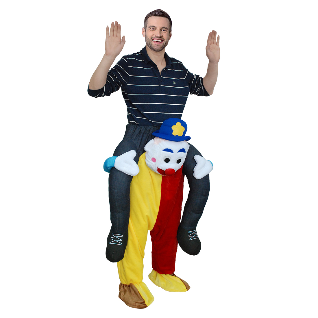 Voksen Carry Me (Ride On) Kostume Klovn Mascot Bukser Fastelavn Halloween