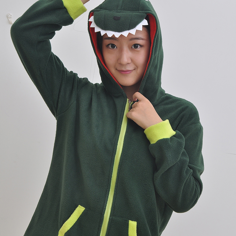 Adult Animal Sweater Green Dinosaur Polar Flleece Sweater Hoodies