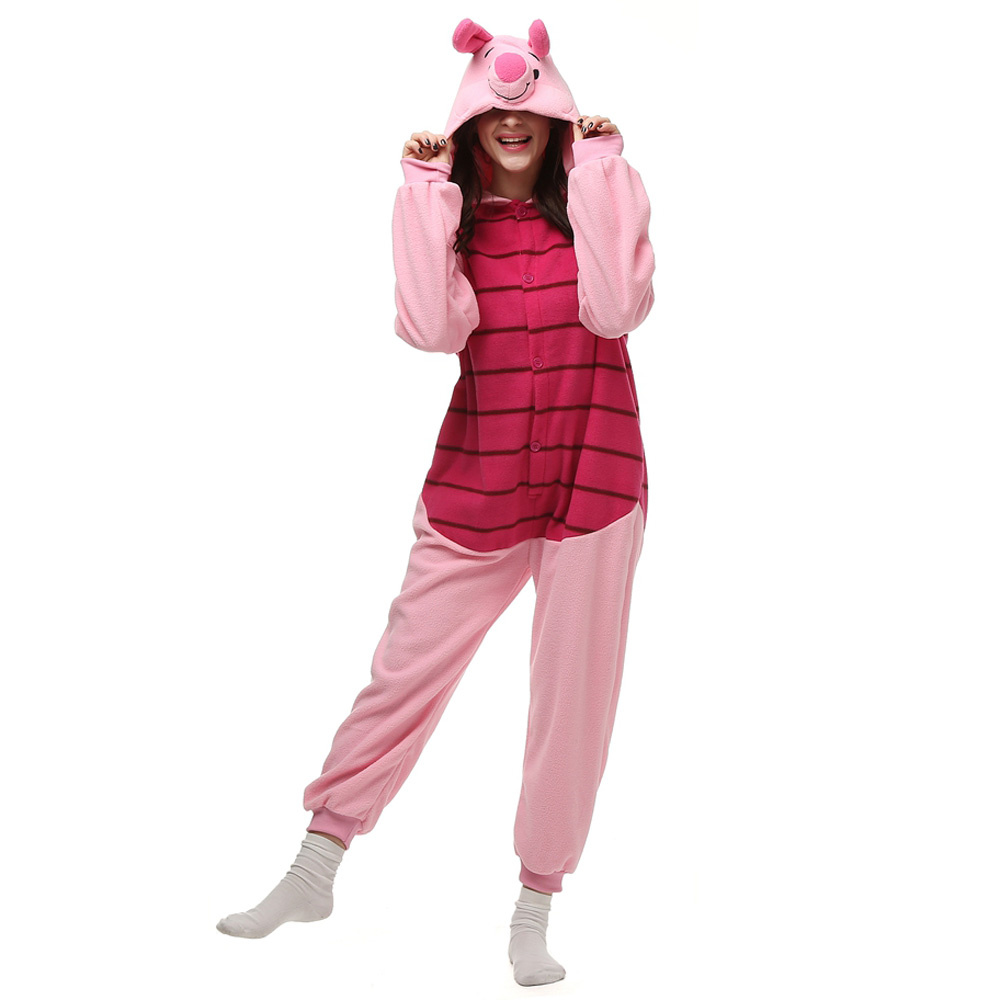 Piglet Pig Kigurumi Costume Unisex Fleece Pajamas Onesie