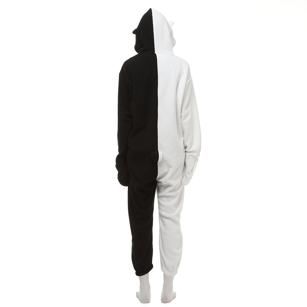 Zwart Wit Bear Kigurumi Kostuum Unisex Vlies Pyjama Onesie