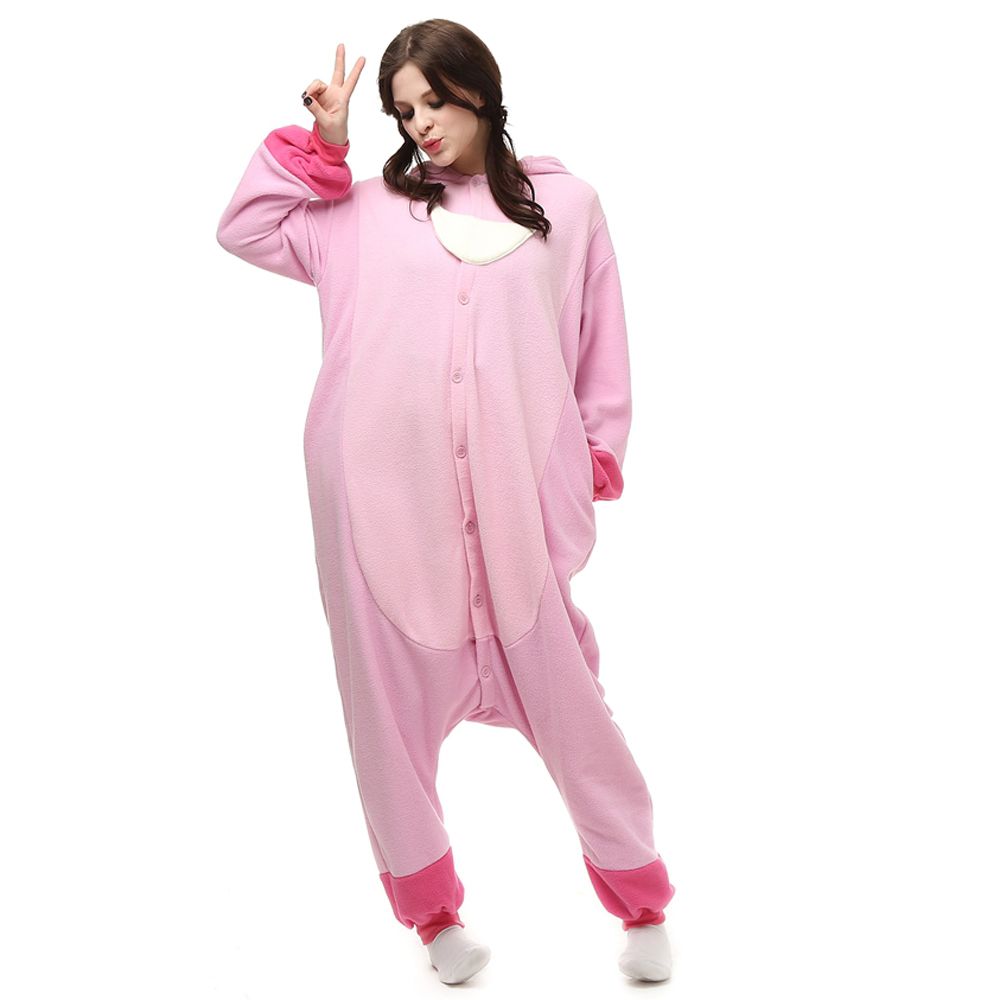 Rosa Stich Kigurumi Kostüme Unisex Vlies Pyjama Gymnastikanzug/Einteiler
