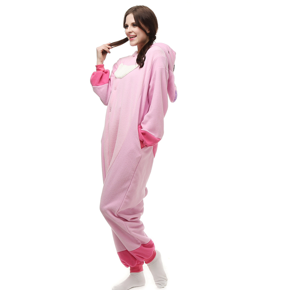 Lyserød Stitch Kigurumi Kostume Fleece Pyjamas Onesie