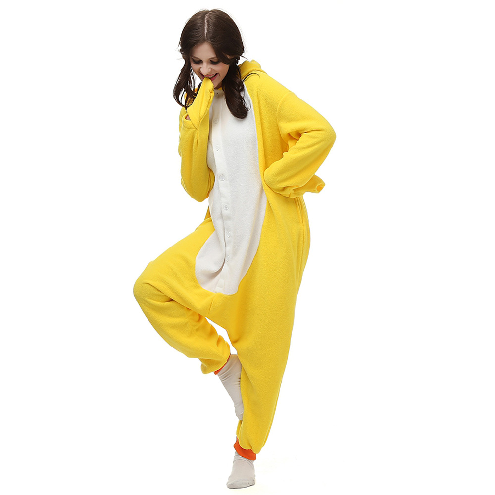 Geel Dunk Kigurumi Kostuum Unisex Vlies Pyjama Onesie