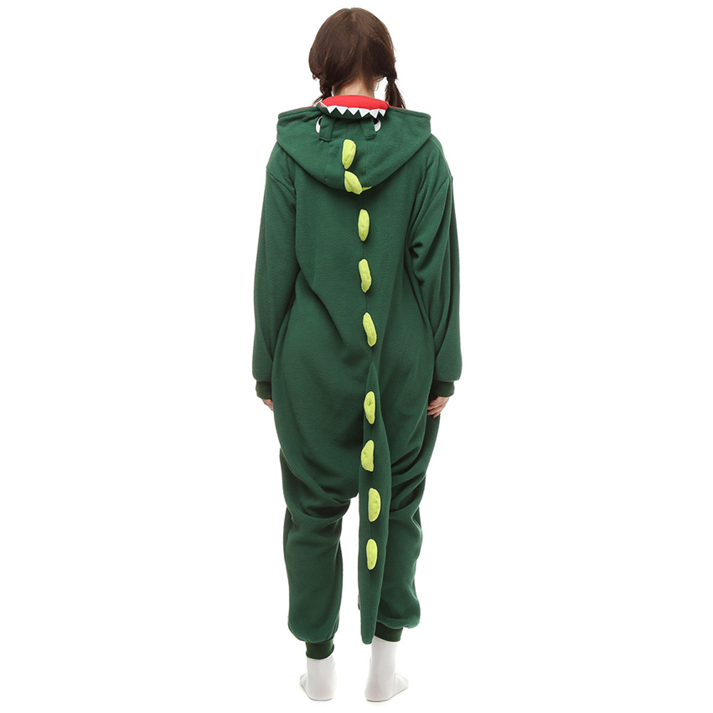 Groen Dinosaur Kigurumi Kostuum Unisex Vlies Pyjama Onesie